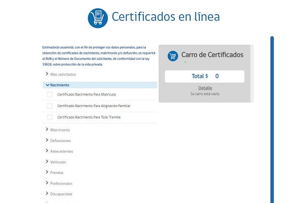 certificado de nacimiento online